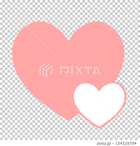 A simple hand-drawn illustration icon of overlapping large and small hearts, red 134328704