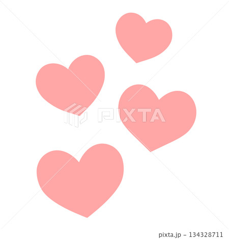 シンプルな4つのハート 手描きイラスト アイコン 赤 シンプルな4つのハート 手描きイラスト アイコン 赤 134328711