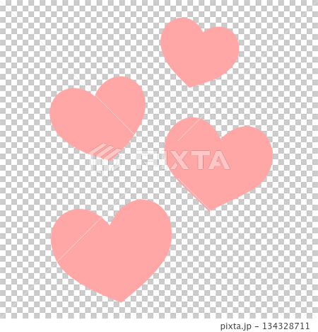 シンプルな4つのハート 手描きイラスト アイコン 赤 シンプルな4つのハート 手描きイラスト アイコン 赤 134328711