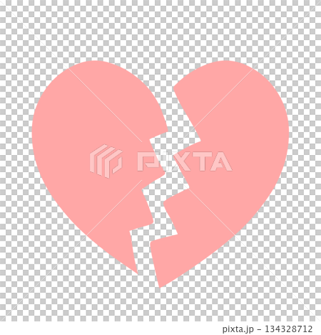 ひび割れたシンプルなハートの手描きイラストアイコン 赤 134328712