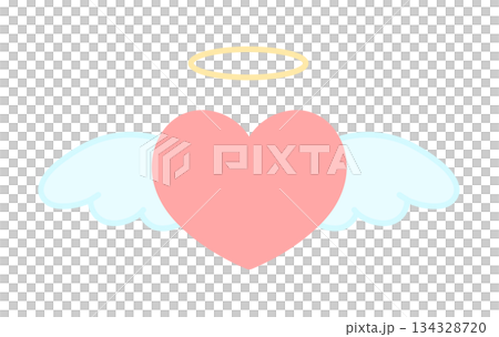 Simple hand-drawn illustration icon of a heart with wings and a halo Simple hand-drawn illustration icon of a heart with wings and a halo 134328720