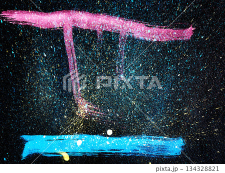 Abstract Expressionism Pink and Blue Brushstrokes on a Textured Black Canvas Background Abstract Expressionism Pink and Blue Brushstrokes on a Textured Black Canvas Background 134328821