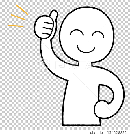 サムズアップする白い棒人間のイラスト サムズアップする白い棒人間のイラスト 134328822