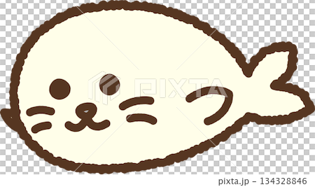 Hand-drawn animal icon illustration: Spotted seal 134328846