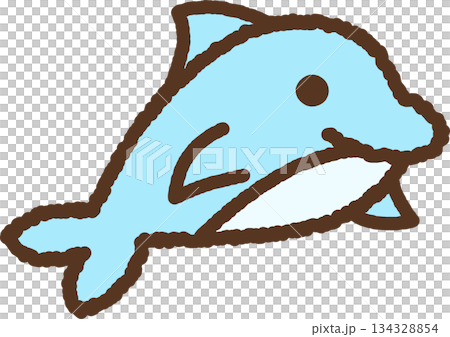 手繪動物圖示插圖：海豚 134328854