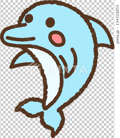 手繪動物圖示插圖：海豚 134328855