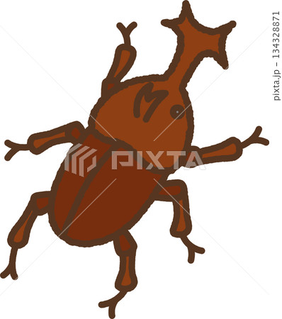 手書き風の生き物単品アイコンイラスト　カブトムシ 134328871