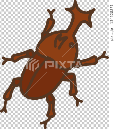 手書き風の生き物単品アイコンイラスト　カブトムシ 134328871