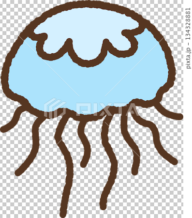 手繪生物圖示插圖:水母 手繪生物圖示插圖:水母 134328881