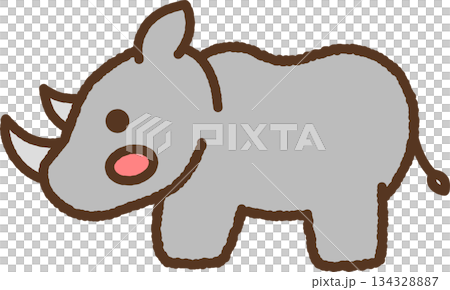 Hand-drawn animal single icon illustration: rhino 134328887
