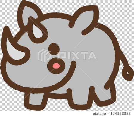 Hand-drawn animal single icon illustration: rhino 134328888