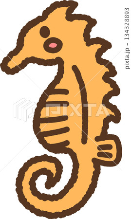 手書き風の生き物単品アイコンイラスト　タツノオトシゴ 134328893