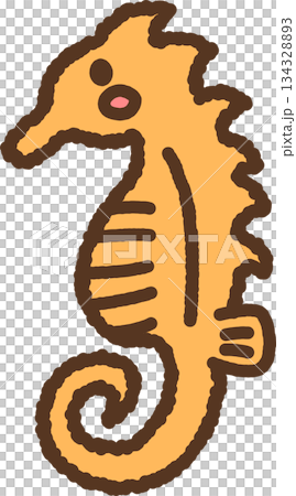 手書き風の生き物単品アイコンイラスト　タツノオトシゴ 134328893