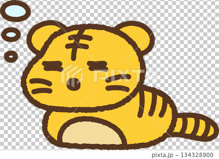 手書き風の生き物単品アイコンイラスト　虎 134328900