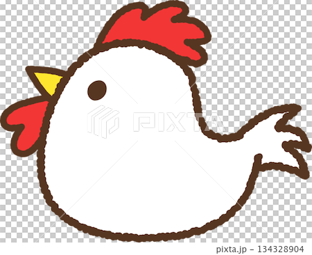 手書き風の生き物単品アイコンイラスト ニワトリ 手書き風の生き物単品アイコンイラスト ニワトリ 134328904