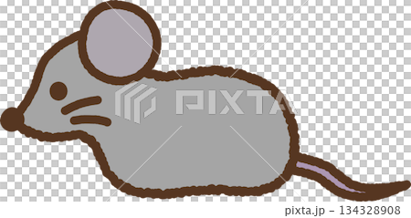 手書き風の生き物単品アイコンイラスト　ネズミ 134328908
