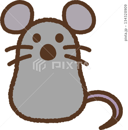 手書き風の生き物単品アイコンイラスト　ネズミ 134328909