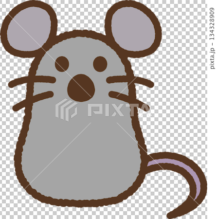 手書き風の生き物単品アイコンイラスト　ネズミ 134328909