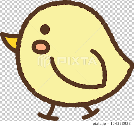 手書き風の生き物単品アイコンイラスト　ひよこ 134328928