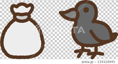 Hand-drawn animal icon illustration: Crow 134328945