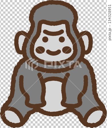 手繪動物圖示插圖：大猩猩 134328951