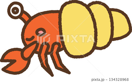 手書き風の生き物単品アイコンイラスト　ヤドカリ 134328968