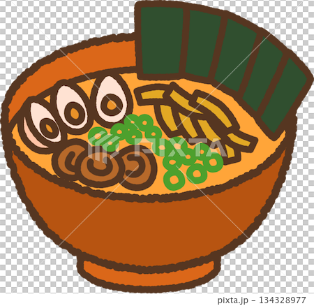 Hand-drawn large serving food icon illustration Ramen 134328977