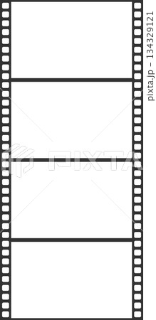 シンプルな映画のフィルムのフレームが4個連なった縦長イラスト素材(アスペクト比16:9) シンプルな映画のフィルムのフレームが4個連なった縦長イラスト素材(アスペクト比16:9) 134329121