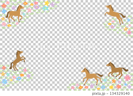 Horse and flower field frame 134329140