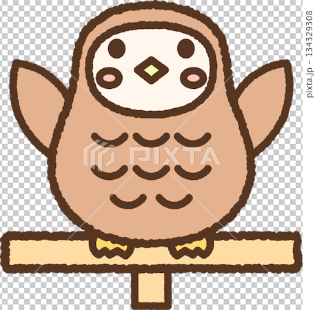 手書き風の生き物単品アイコンイラスト フクロウ 手書き風の生き物単品アイコンイラスト フクロウ 134329308