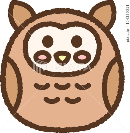 手書き風の生き物単品アイコンイラスト　フクロウ 134329311