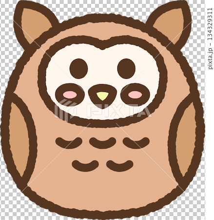 手書き風の生き物単品アイコンイラスト　フクロウ 134329311