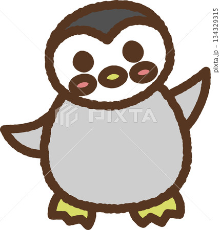 手書き風の生き物単品アイコンイラスト ペンギン 手書き風の生き物単品アイコンイラスト ペンギン 134329315