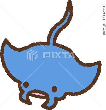 手書き風の生き物単品アイコンイラスト　マンタ 134329318