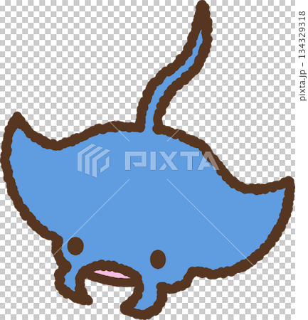 手繪生物圖示插畫:蝠鱝 手繪生物圖示插畫:蝠鱝 134329318