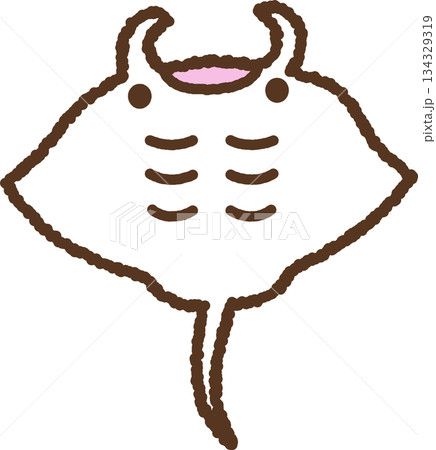 手書き風の生き物単品アイコンイラスト　マンタ 134329319
