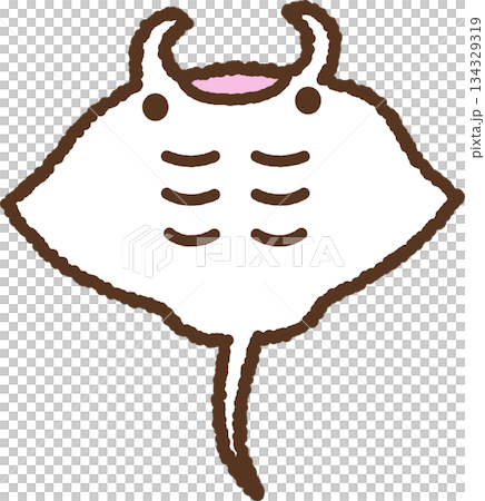 手書き風の生き物単品アイコンイラスト　マンタ 134329319