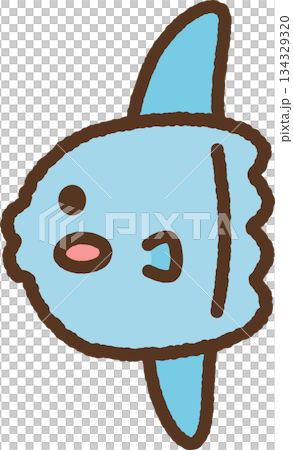 手書き風の生き物単品アイコンイラスト　マンボウ手書き風の生き物単品アイコンイラスト　マンボウ 134329320