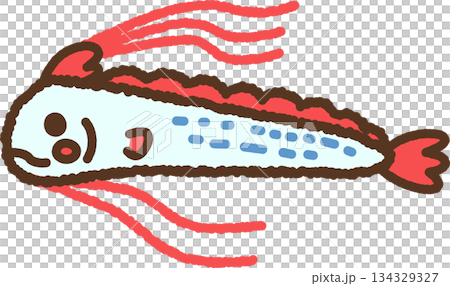 手繪生物圖示插圖:皇帶魚 手繪生物圖示插圖:皇帶魚 134329327