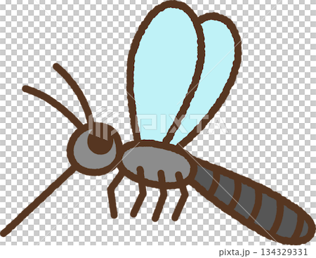 手書き風の生き物単品アイコンイラスト　蚊 134329331