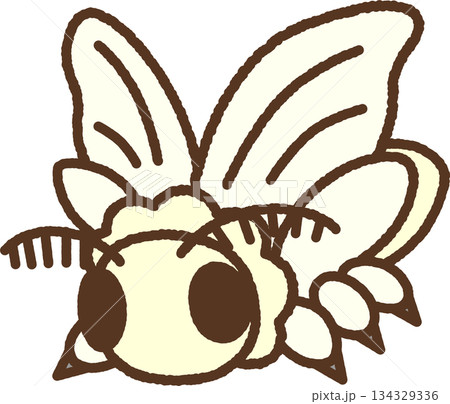 手書き風の生き物単品アイコンイラスト　蚕 134329336
