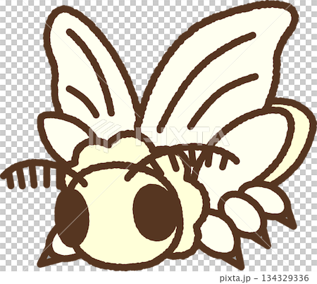 手書き風の生き物単品アイコンイラスト　蚕 134329336