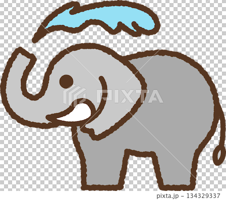 手書き風の生き物単品アイコンイラスト　象 134329337