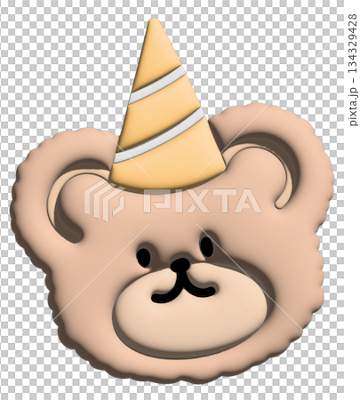 3D teddy bear wearing party hat for model, merchandise, celebration, birthday card, label, cartoon character, comic, mood, feeling, zoo, souvenir shop, pin, animal brooch, sticker, bear face shape 3D teddy bear wearing party hat for model, merchandise, celebration, birthday card, label, cartoon character, comic, mood, feeling, zoo, souvenir shop, pin, animal brooch, sticker, bear face shape 134329428