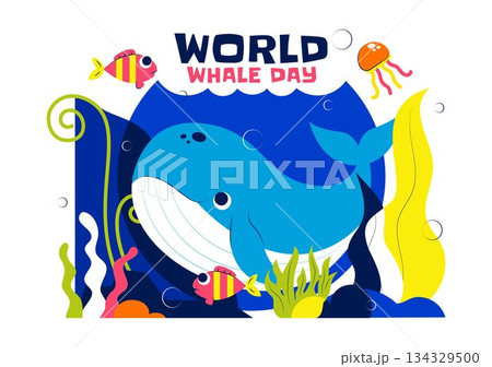 World Whale Day Vector Illustration Featuring Humpback Whale In Ocean Highlighting Marine Ecosystem Improvement And Mammal Protection in a Background World Whale Day Vector Illustration Featuring Humpback Whale In Ocean Highlighting Marine Ecosystem Improvement And Mammal Protection in a Background 134329500