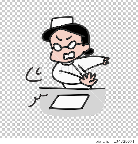 書類をつきつける看護師さん 134329671