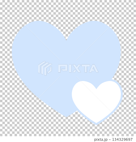 A simple hand-drawn illustration icon of overlapping large and small hearts, light blue A simple hand-drawn illustration icon of overlapping large and small hearts, light blue 134329697