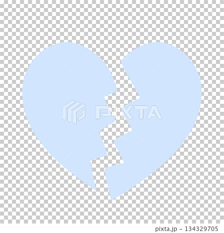 ひび割れたシンプルなハートの手描きイラストアイコン 水色 134329705