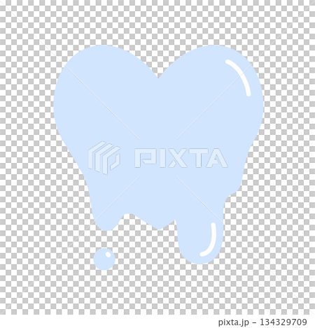 ドロドロに溶けているシンプルなハートの手描きイラストアイコン ハイライトあり 水色 ドロドロに溶けているシンプルなハートの手描きイラストアイコン ハイライトあり 水色 134329709