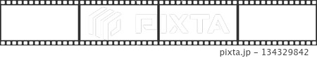 シンプルな映画のフィルムのフレームが4個連なった横長イラスト素材(アスペクト比16:9) シンプルな映画のフィルムのフレームが4個連なった横長イラスト素材(アスペクト比16:9) 134329842